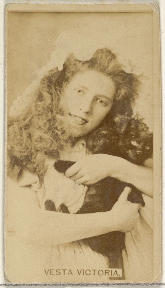 Vesta Victoria, from the Actors and Actresses series (N45, Type 8) for Virginia Brights Cigarettes by Allen & Ginter, photograph, 1885-1891