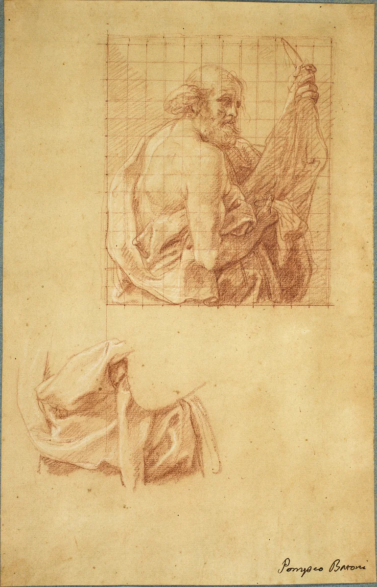 Study for Saint Bartholomew and Drapery by Pompeo Girolamo Batoni, print, 1735-1745