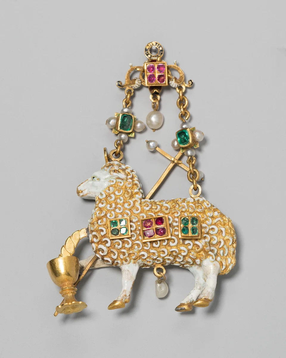 Pendant with Agnus Dei (Lamb of God) by Spanish or Spanish Colonial, metalwork, 1585-1625
