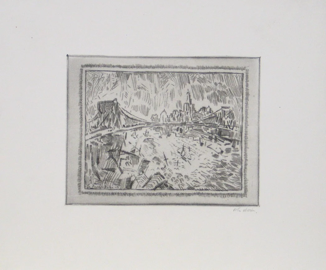 Brooklyn Bridge by John Marin, print, 1913