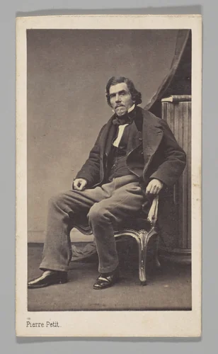 [Studio Portrait: Eugène Delacroix Seated in Chair] by Pierre Petit, photograph, 1850-1869