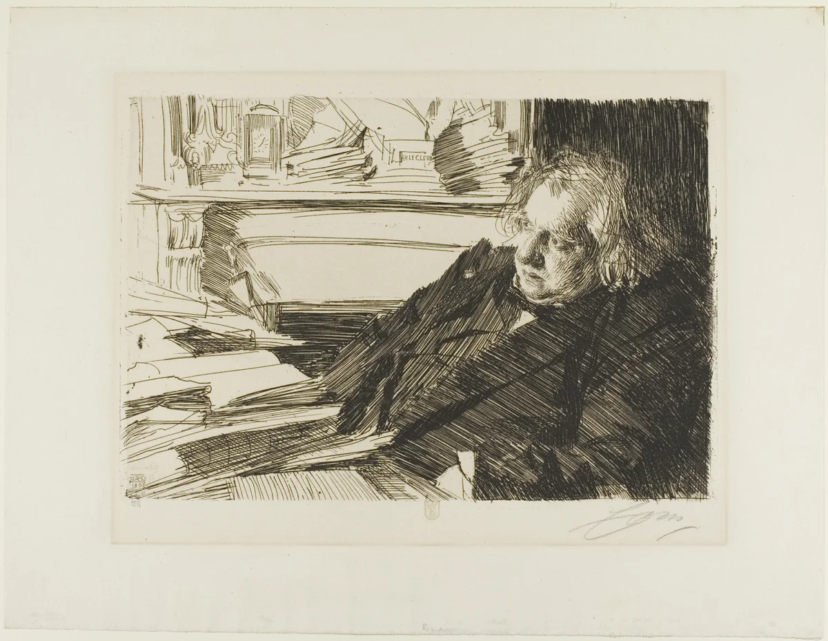 Ernest Renan by Anders Zorn, print, 1892
