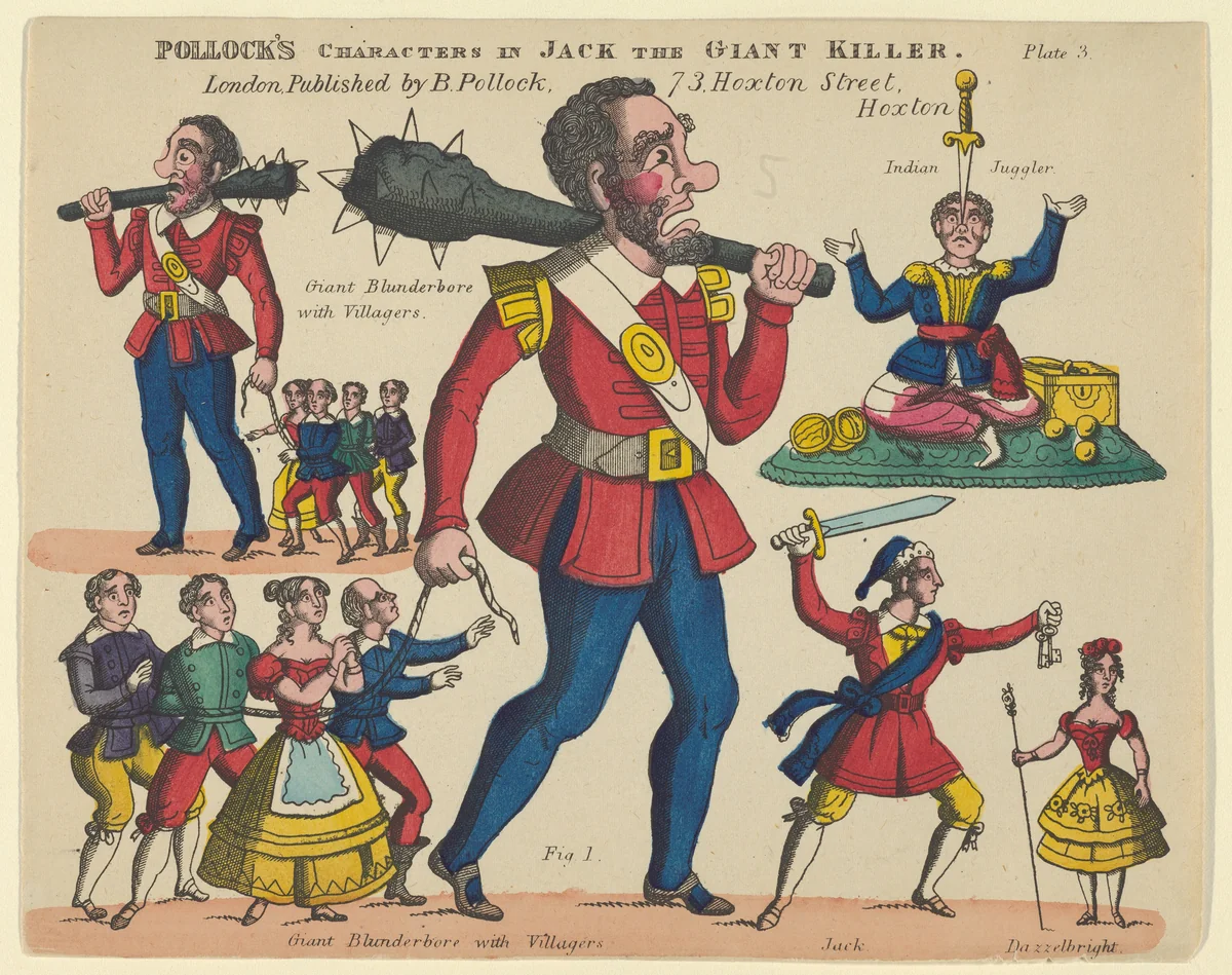Characters, from Jack and the Giant Killer, Plate 3 for a Toy Theater by Benjamin Pollock, print, 1870-1890