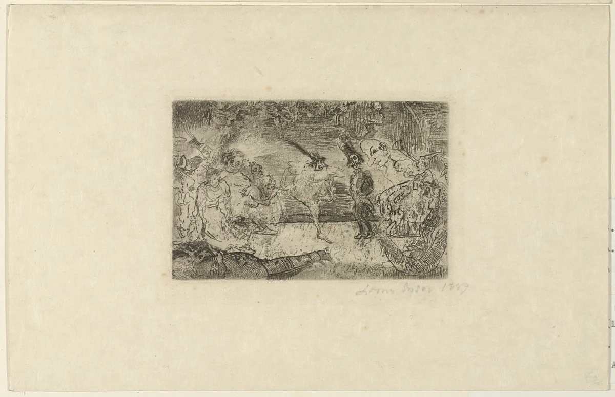 The Fantastic Ball (Le bal fantastique) by James Ensor, print, 1889