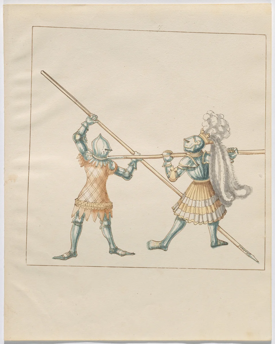 Foot Combat with Pikes by German 16th Century, drawing, 1515