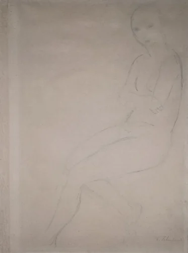 Seated Nude Model, Facing Left by Wilhelm Lehmbruck, drawing, 1912