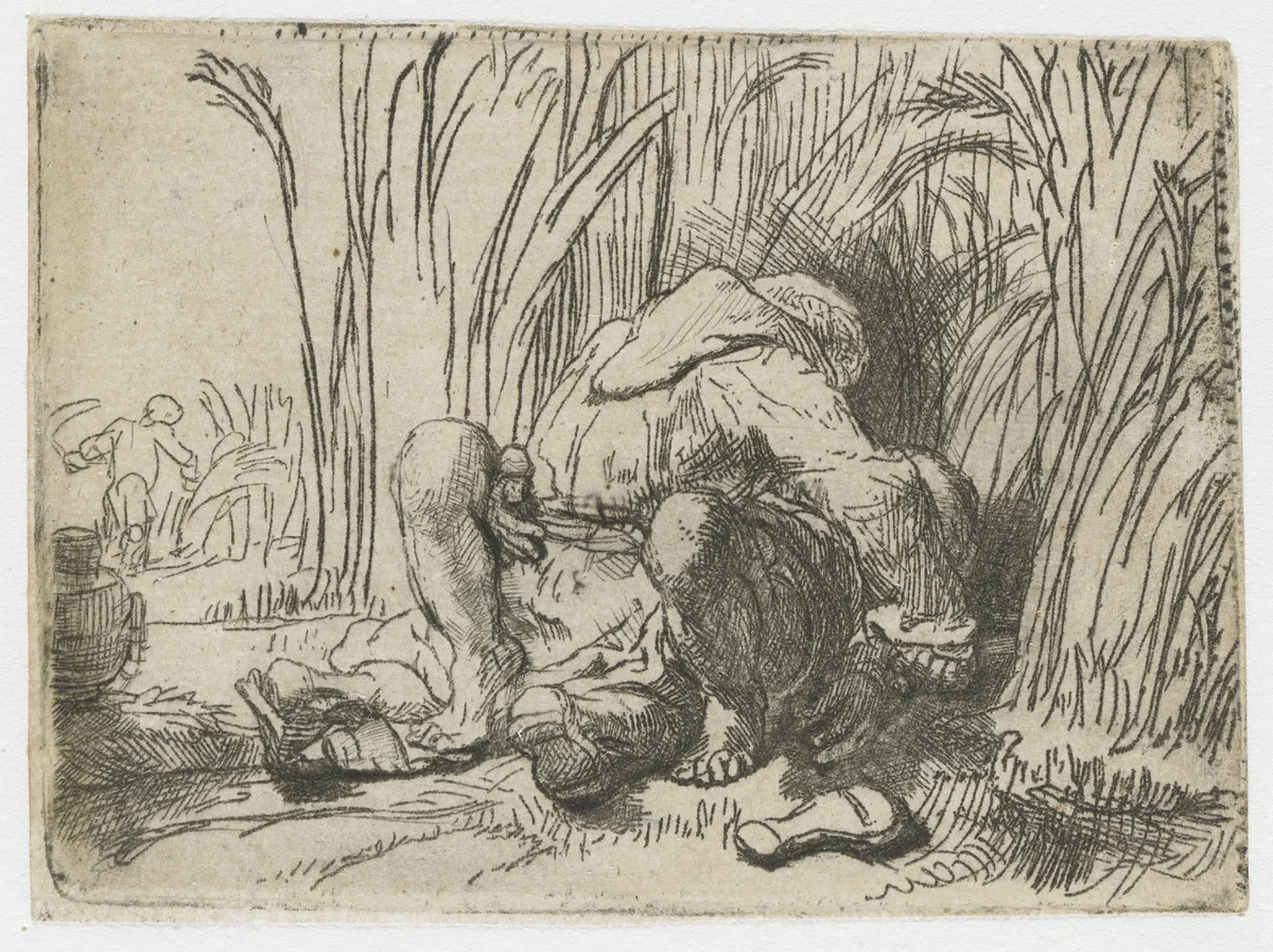 The Monk in the Cornfield by Rembrandt van Rijn, print, 1646