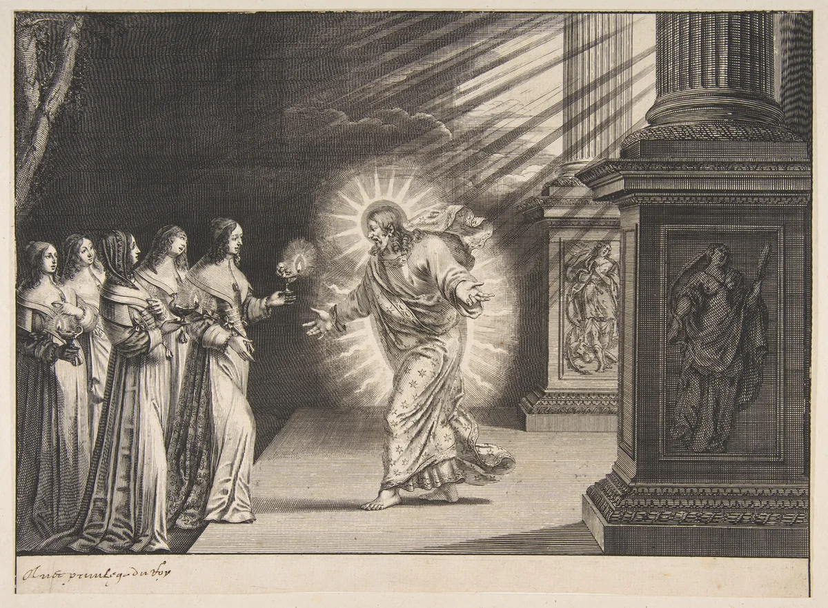 The Wise Virgins before Christ by Abraham Bosse, print, 1630-1640