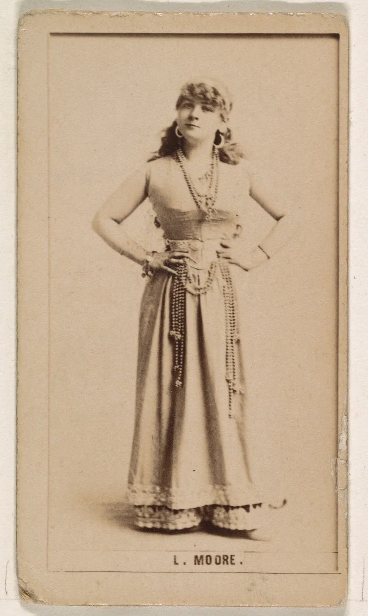 Laura Moore, from the Actresses series (N245) issued by Kinney Brothers to promote Sweet Caporal Cigarettes by Kinney Brothers Tobacco Company, photograph, 1890