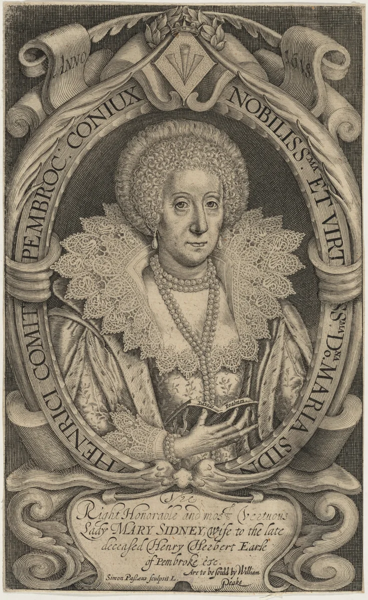 Mary Sidney, Countess of Pembroke by Simon van de Passe, print, 1595-1647