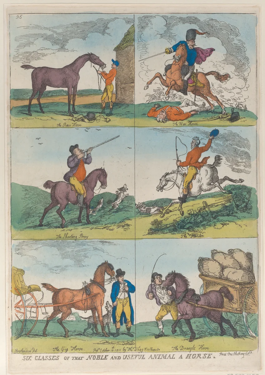 Six Classes of the Noble and Useful Animal a Horse by Thomas Rowlandson, print, 1811