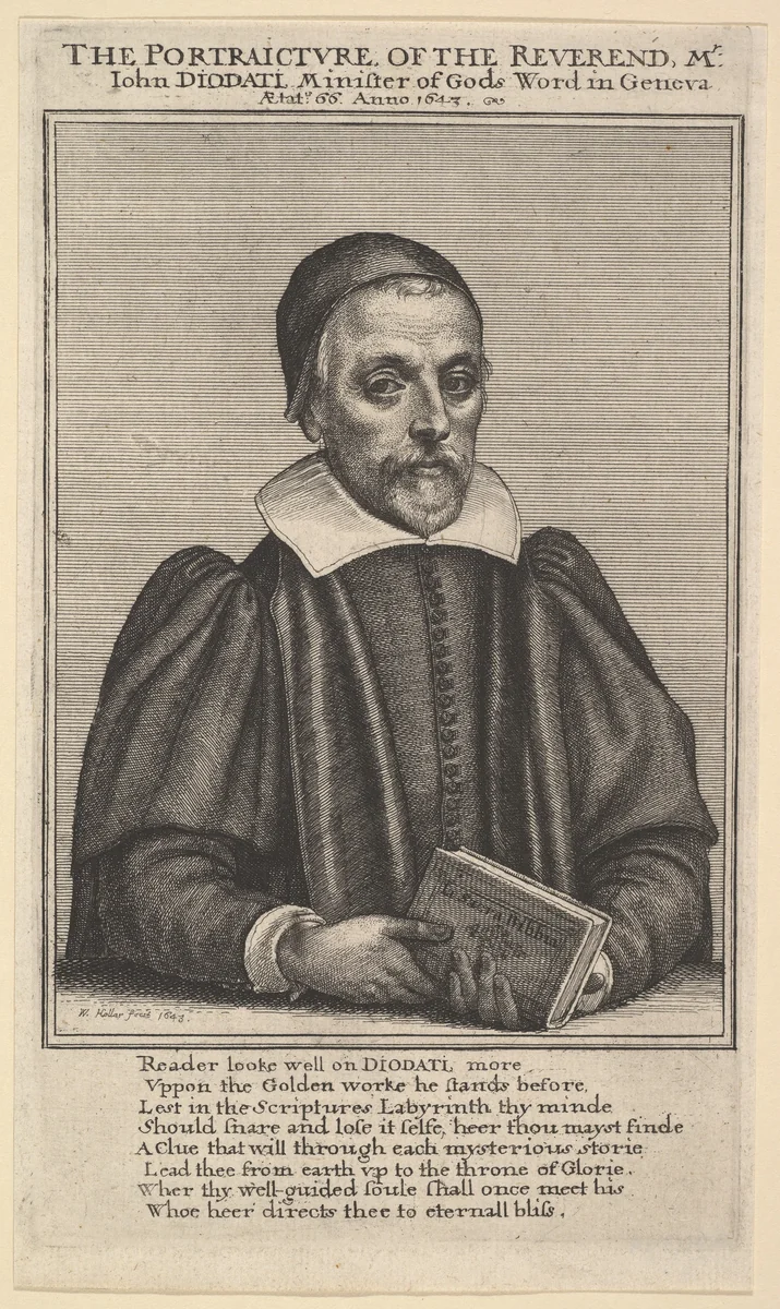 Portrait of John Diodati, from "Pious Annotations upon the Holy Bible" by Wenceslaus Hollar, print, 1643