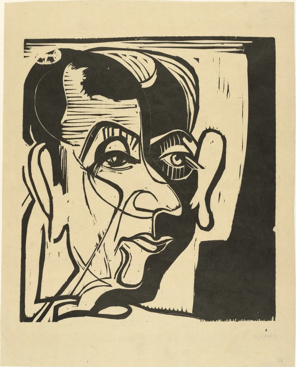 Head of Hans Arp (Kopf Hans Arp) by Ernst Ludwig Kirchner, print, 1929