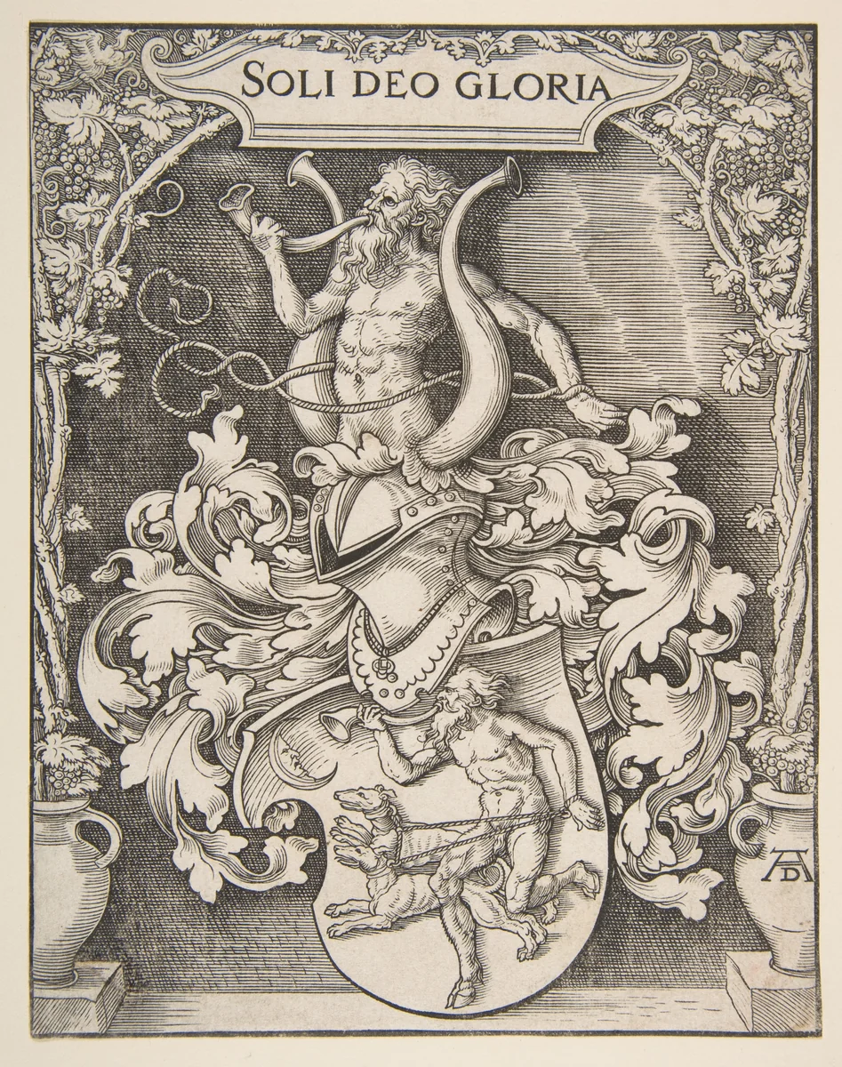 Coat of Arms of Johann Tscherte by Albrecht Dürer, print, 1485-1528