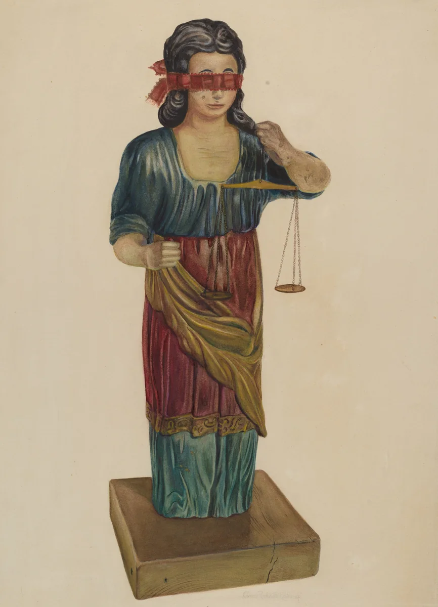 Figure of Justice by Elmer R. Kottcamp, index of american design, 1938