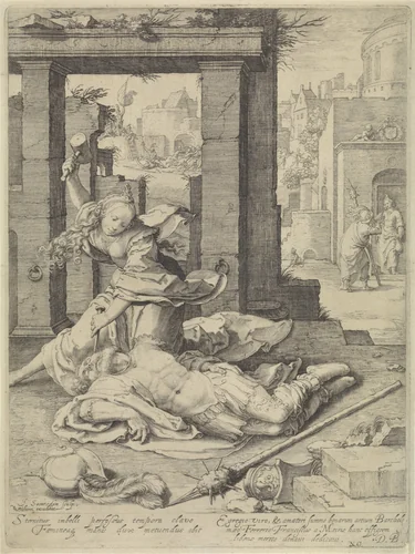 Jaël en Sisera by Unknown, print, 1589-1607