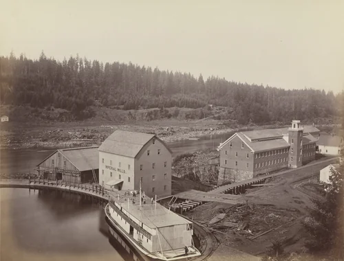 Flour and Woolen Mills, Oregon City by Carleton E. Watkins, photograph, 1867
