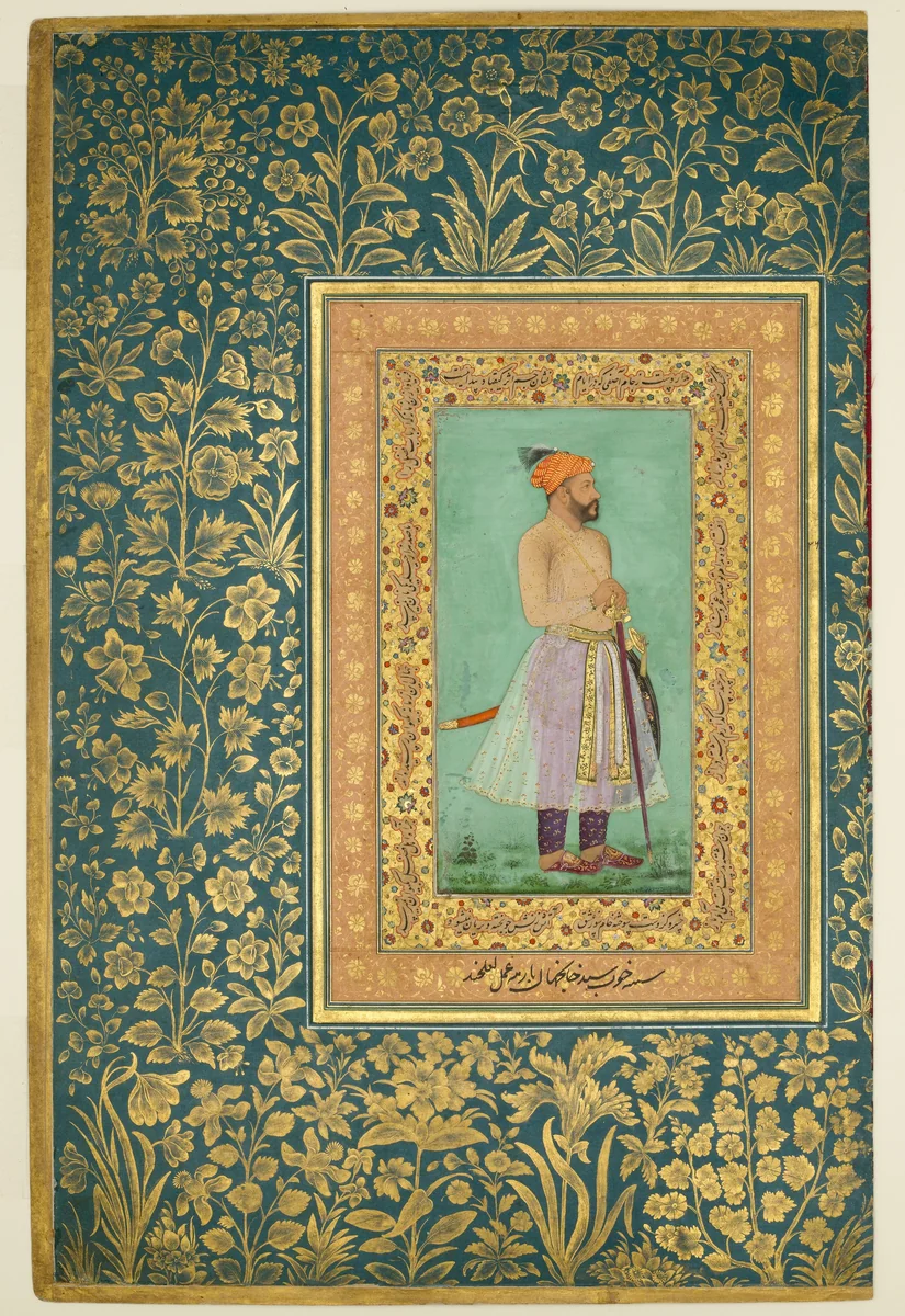 "Portrait of Sayyid Abu'l Muzaffar Khan, Khan Jahan Barha", Folio from the Shah Jahan Album by Lalchand, manuscript, 1505-1655