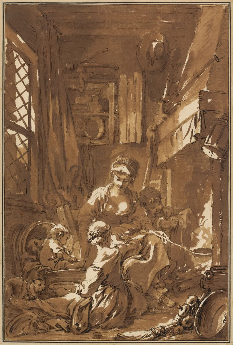 Crêpes by François Boucher, drawing, 1761-1763
