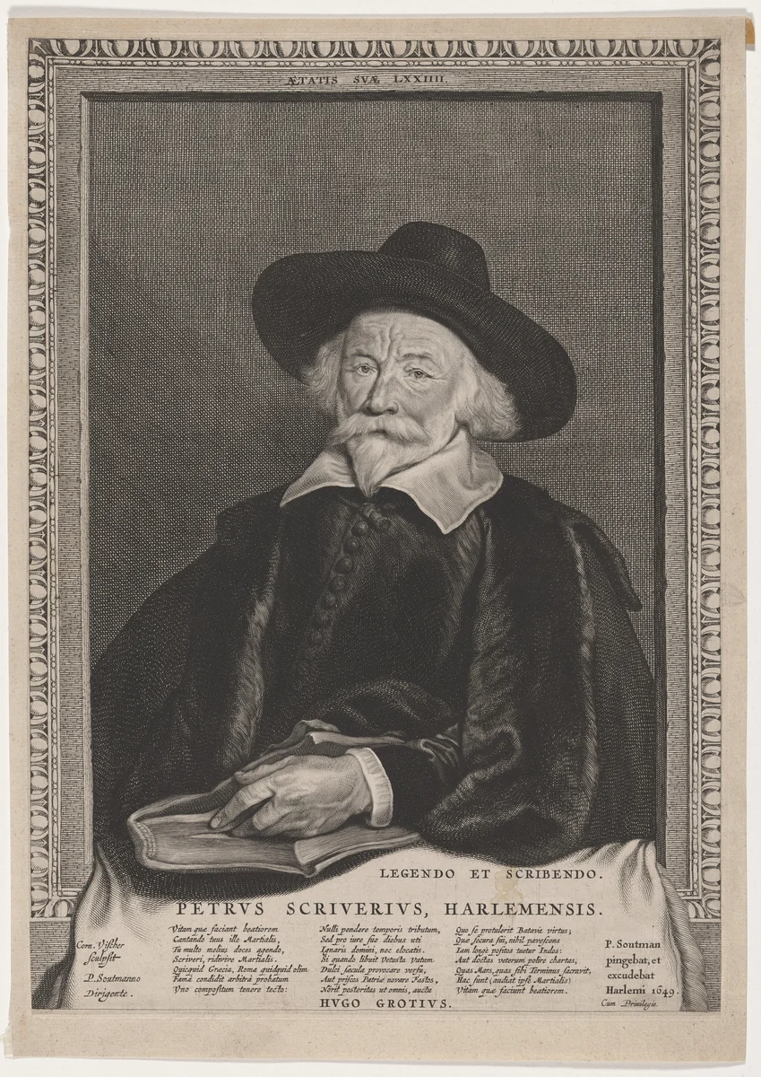 Peter Scriverius, Dutch Historian by Cornelis Visscher; Pieter Claesz Soutman, print, 1649