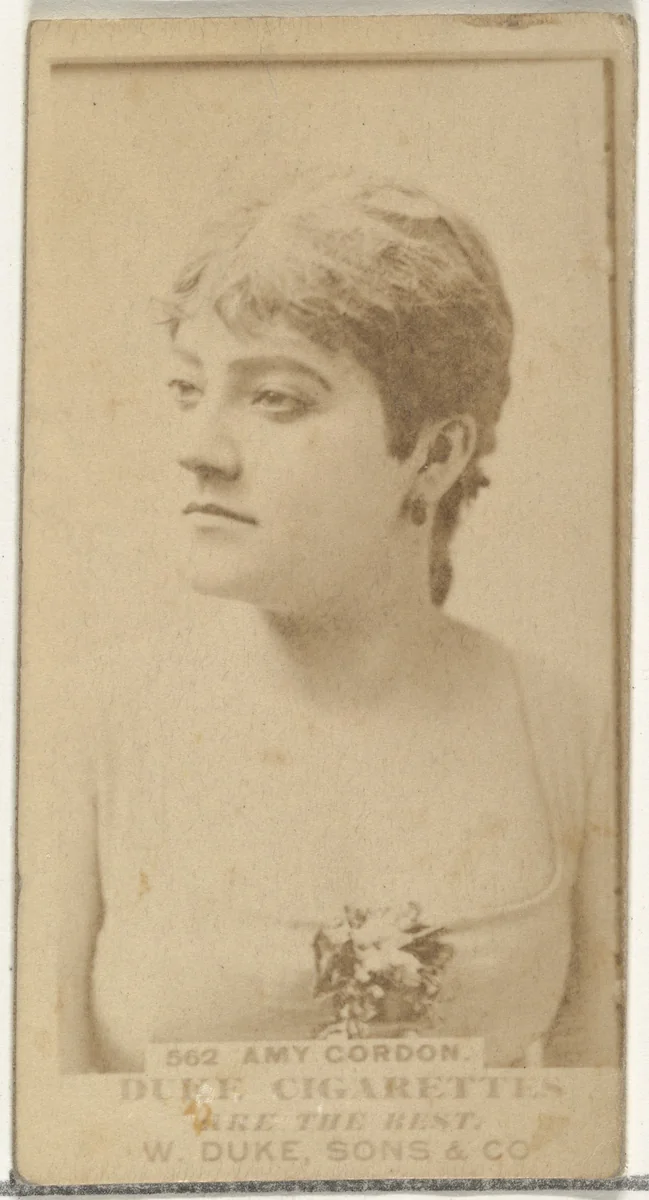 Card Number 562, Amy Gordon, from the Actors and Actresses series (N145-7) issued by Duke Sons & Co. to promote Duke Cigarettes by W. Duke, Sons & Co., photograph, 1880-1889
