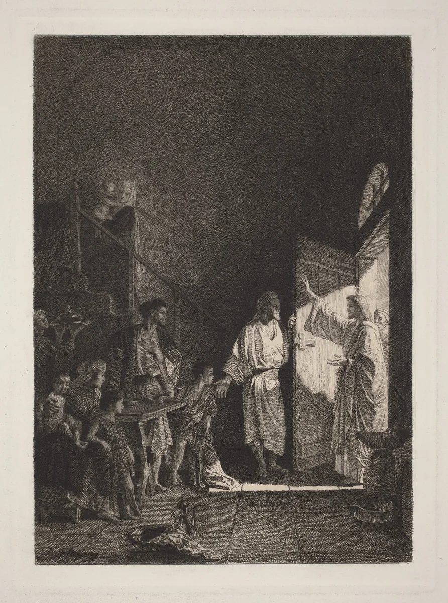 A Scene from the New Testament by Léopold Flameng; Alexandre Bida, print, 1823-1895