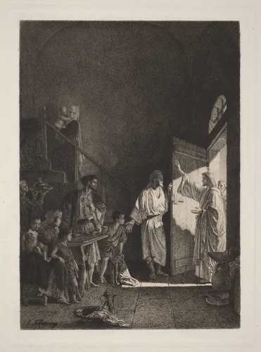 A Scene from the New Testament by Léopold Flameng; Alexandre Bida, print, 1823-1895