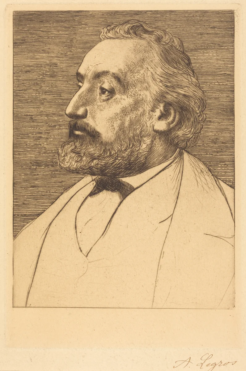 Leon Gambetta, 2nd plate by Alphonse Legros, print, 1837-1911