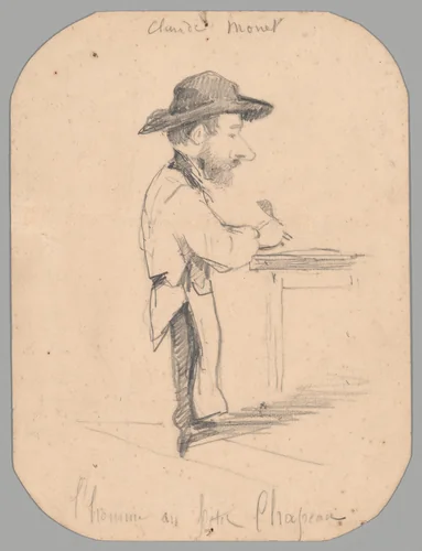 Caricature of a Man in the Small Hat by Claude Monet, drawing, 1855-1856
