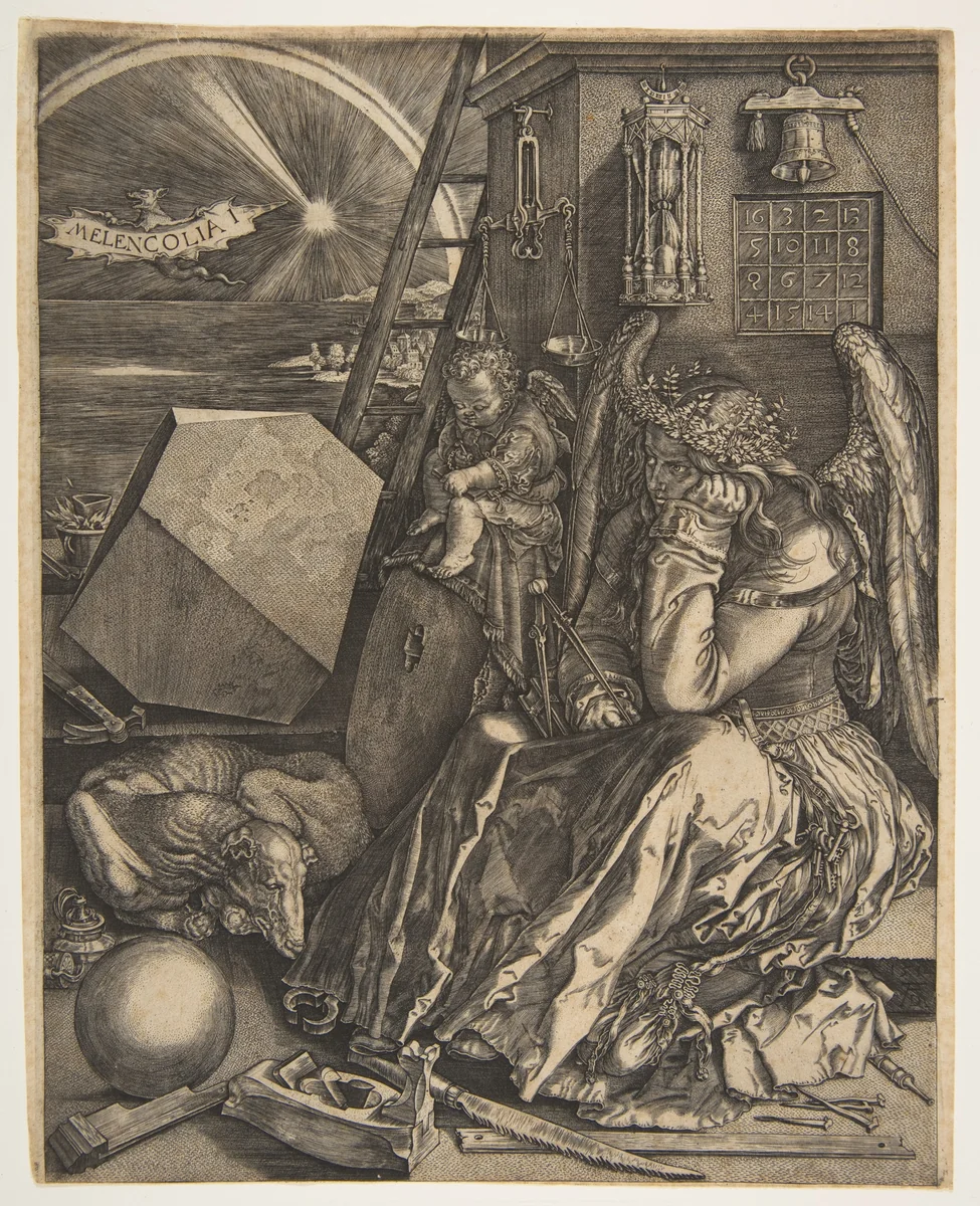 Melencolia I (copy) by Jan Wierix, print, 1602