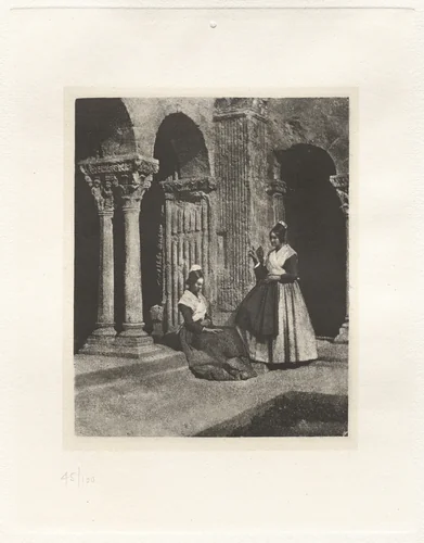 Planche II – Deux Arlesiennes Dans le Cloître de Saint-Trophime d'Arles (Plate II – Two Arlesiennes in the Cloister of Saint-Trophime of Arles) by Charles Nègre, photograph, 1852