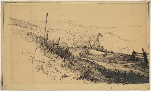 A Road in the Hills Near Dordrecht by Walter Shirlaw, drawing, 1870-1877