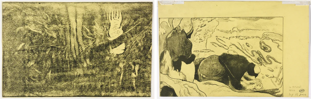 The Devil Speaks (Mahna No Varua Ino) (recto); Women Washing Clothes (verso) by Paul Gauguin, print, 1893-1894