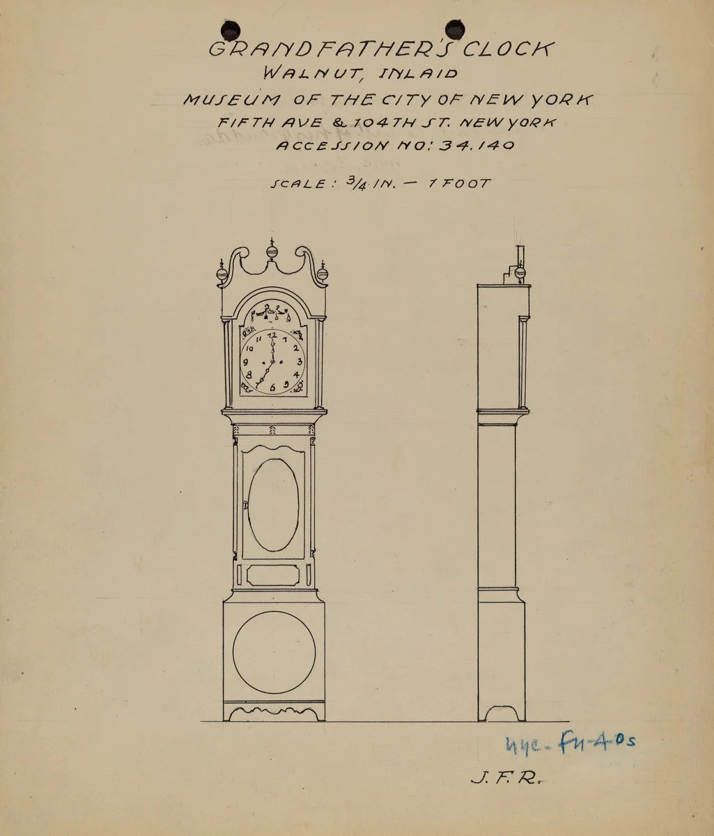 Grandfather's Clock by J.F. Rust, index of american design, 1935-1942