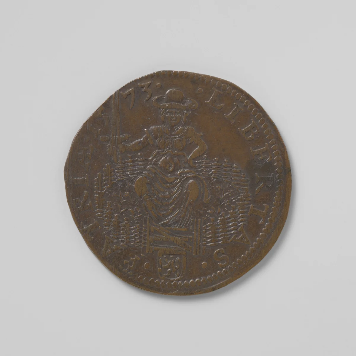 Vertrek van de hertog van Alva uit de Nederlanden by anonymous, metalwork, 1573