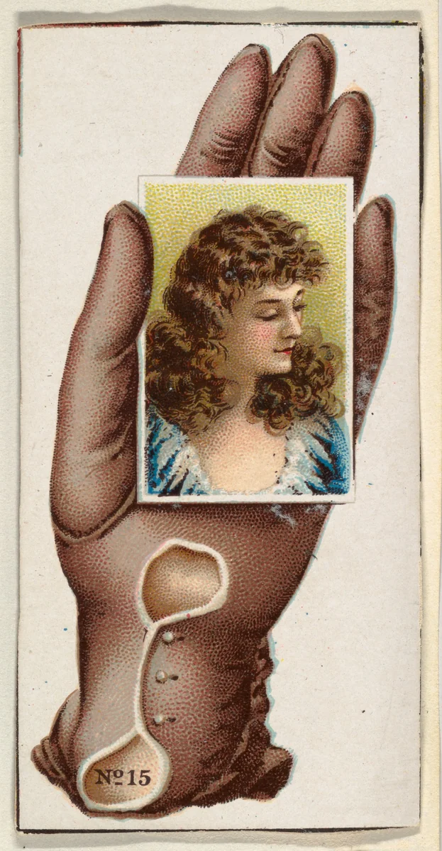 Card Number 15, cut-out from banner advertising the Opera Gloves series (G29) for Allen & Ginter Cigarettes by Allen & Ginter, print, 1885-1895