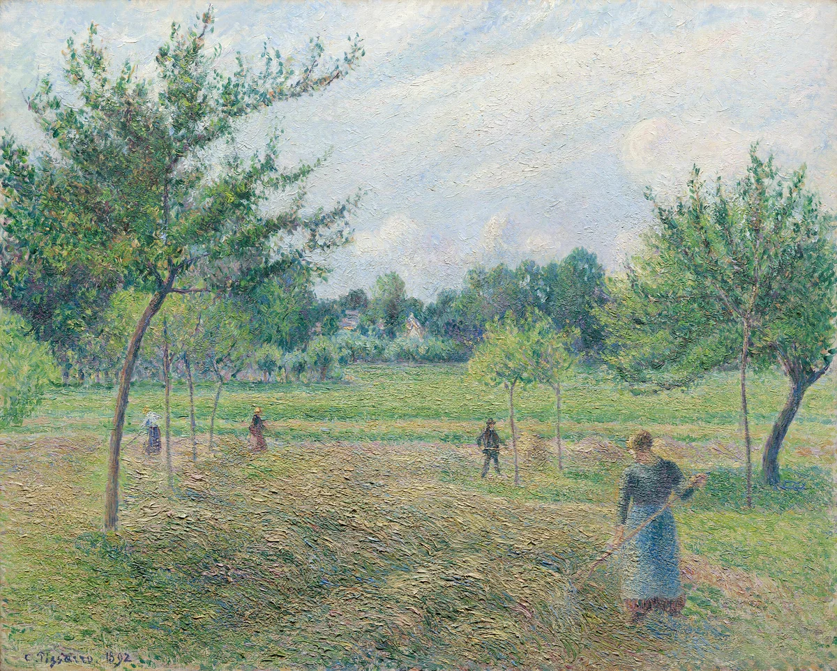Haymaking at Éragny by Camille Pissarro, painting, 1892