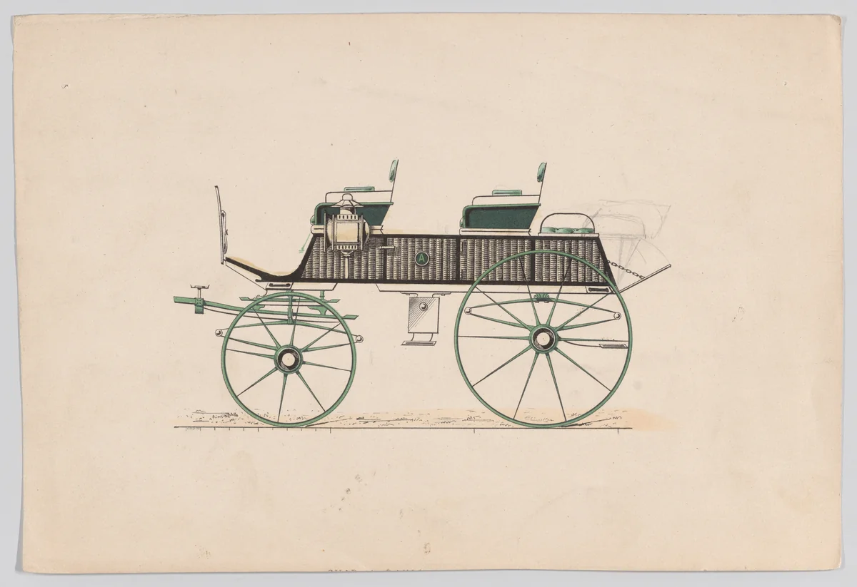 Design for Phaeton or Hunting Wagon by anonymous, print, 1865-1875