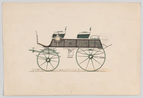 Design for Phaeton or Hunting Wagon by anonymous, print, 1865-1875