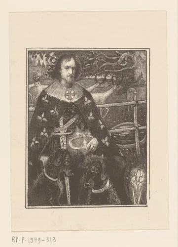Ridder met twee honden by Richard Nicolaüs Roland Holst, print, 1893