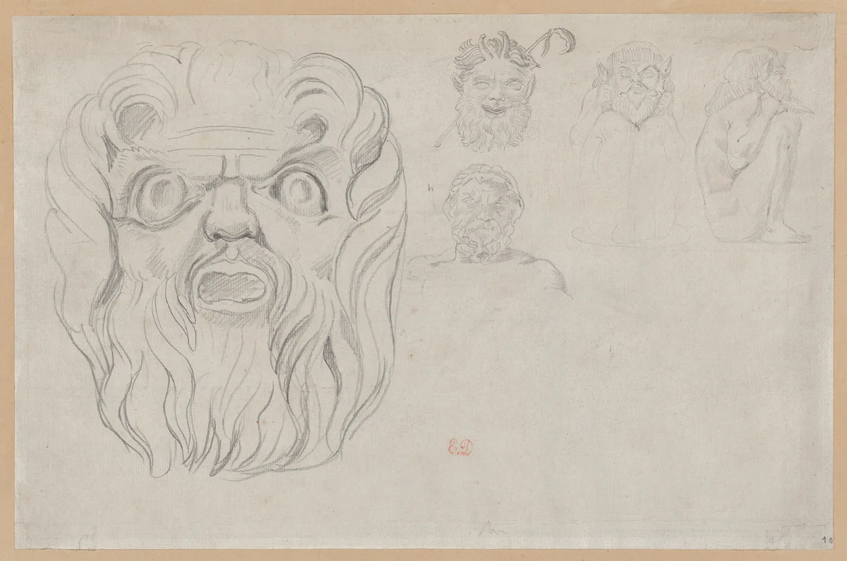 Studies of Greco-Roman Sculpture by Eugène Delacroix, drawing, 1833-1838