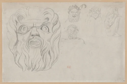 Studies of Greco-Roman Sculpture by Eugène Delacroix, drawing, 1833-1838