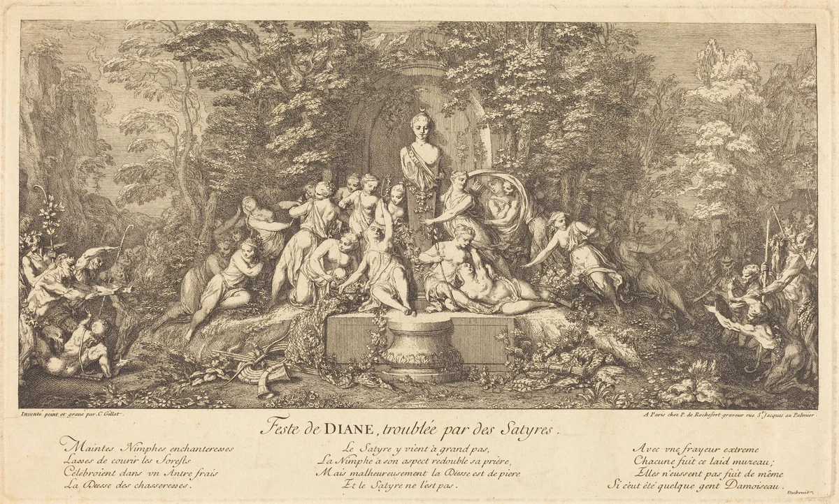 Feste de Diane, Troublee par des Satyres (Feast of Diana Disrupted by Satyrs) by Claude Gillot, print, 1673-1722