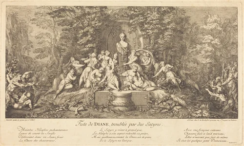 Feste de Diane, Troublee par des Satyres (Feast of Diana Disrupted by Satyrs) by Claude Gillot, print, 1673-1722