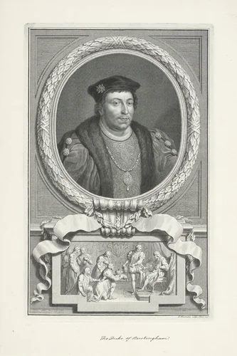 Portret van Henry Stafford, 2e graaf van Buckingham by Jacob Houbraken, print, 1747