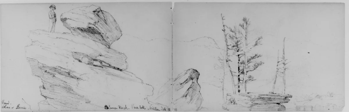 Balance Rock, Pine Hill, Walton, 1871 (from Sketchbook) by Daniel Huntington, artwork, 1870