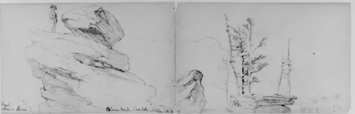 Balance Rock, Pine Hill, Walton, 1871 (from Sketchbook) by Daniel Huntington, artwork, 1870