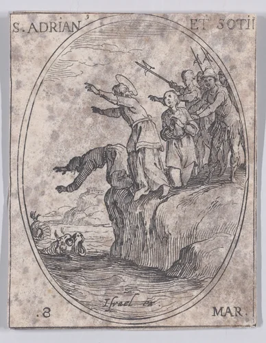 S. Adrien et Ses Compagnons (St. Adrian and His Companions), March 8th, from "Les Images De Tous Les Saincts et Saintes de L'Année" (Images of All of the Saints and Religious Events of the Year) by Jacques Callot, print, 1636