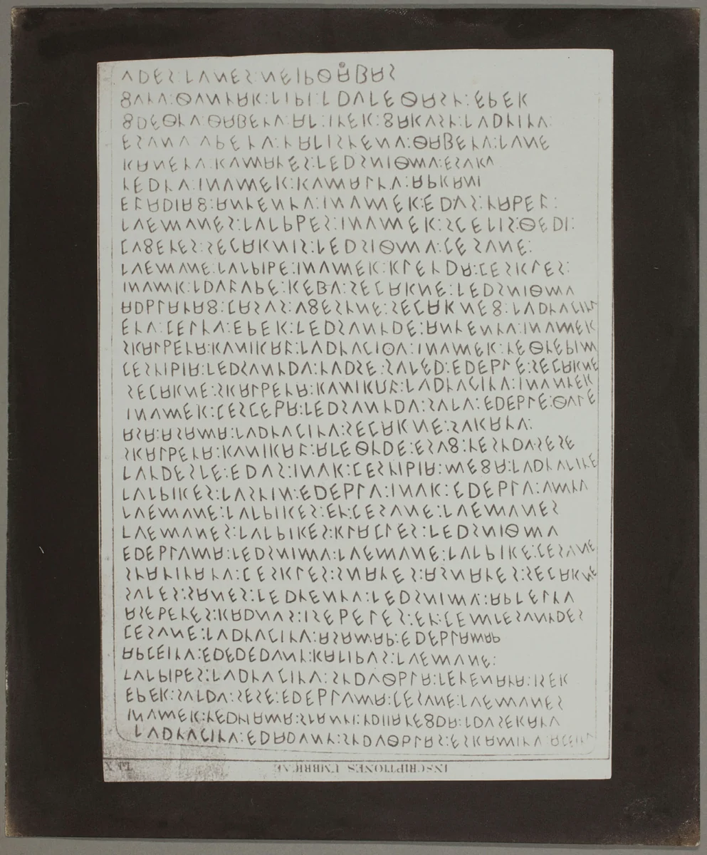 Copy Print From "Celebrated Inscriptions Ancient Eugubine Tablets" by William Henry Fox Talbot, photograph, 1839-1849