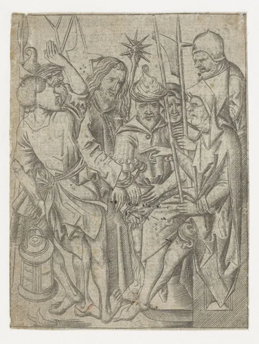 Christus voor Annas by anonymous, print, 1500-1550